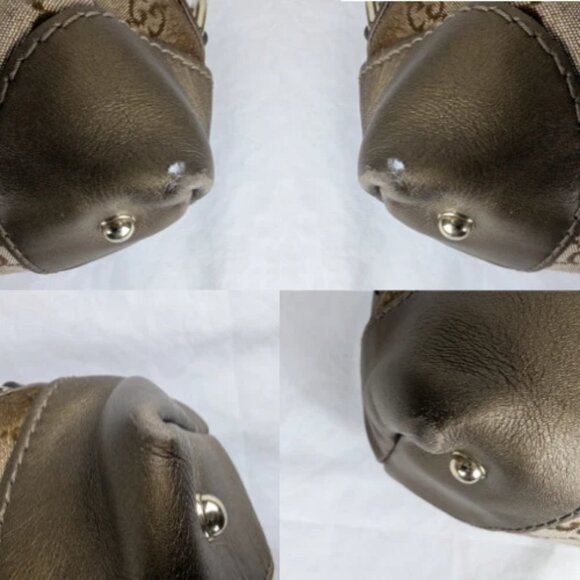 Auth Gucci GG Lurex Heart Bit Canvas Handbag Brown/Bronze Made in Italy - Picture 8 of 13